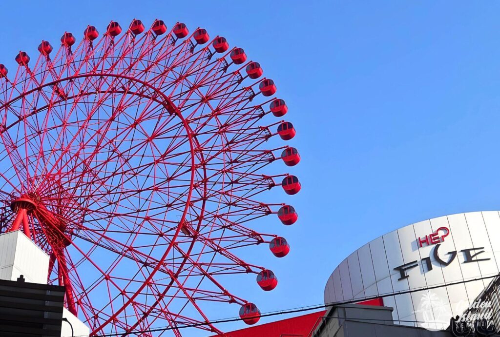 hep five osaka ferris wheel osaka japn 006a Osaka in Panorama: The Ultimate Guide to HEP Five Ferris Wheel Adventure Hep Ferris Wheel, HEP Five, Hep Five Ferris Wheel, Japan, Japan Travel Guide, Japan Travel Tips, Osaka Travel Guide, Travel Osaka