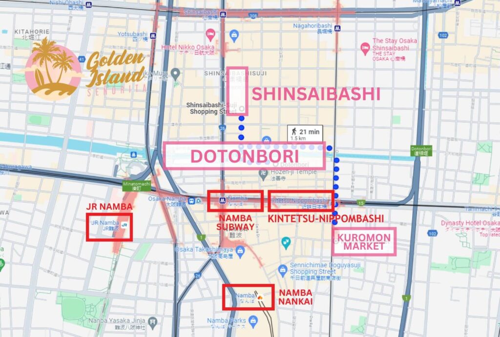 dotonbori namba area map 001 Osaka, Japan: A Comprehensive Travel Guide for First-Time Visitors Japan