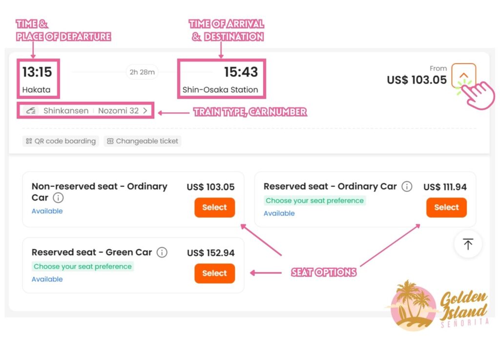 How to Book Your Shinkansen Ticket Using Klook: Easy Step-by-Step Guide for First-Timers 4 book your shinkansen ticket using klook step 2 How to Book Your Shinkansen Ticket Using Klook: Easy Step-by-Step Guide for First-Timers Fukuoka, Golden Island Señorita, Japan, Japan Travel Guide, Japan Travel Tips, Osaka, Shinkansen